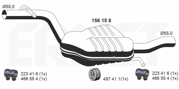 Ernst MittelschalldäMpfer 156158 FüR VW Passat B6 3C2 Variant 3C5 CC 357 B7 362-image
