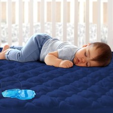 Crib Mattress Protector Sheets Fitted Waterproof 52 X 28 Inch, Navy Blue