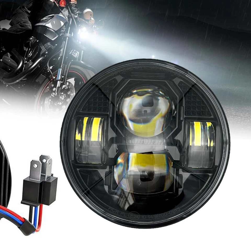 5-3/4" 5.75" LED Headlight W/DRL,High Low lamp For Indian Scout Bobber 2017-2024 - Image 2 of 4