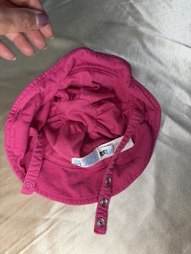 Vintage The Children's Place Pink Corduroy Rose Embroidered Baby Bucket Hat Cute - Picture 6 of 9