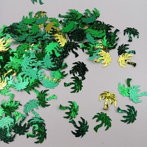 Palm Tree Confetti Reflective Green & Gold 3/4" Tropical Hawaii Die-Cut 100+ pc