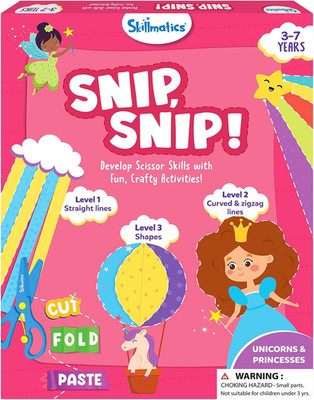 Skillmatics Scissor Skills Activity Book - Snip Snip Unicorns & Princesses, 25 C