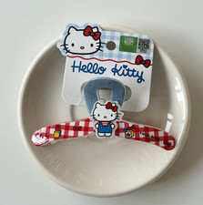 Sanrio Hello Kitty Hair Claw Clip Blue Denim Red Checkered Ribbon Kawaii New
