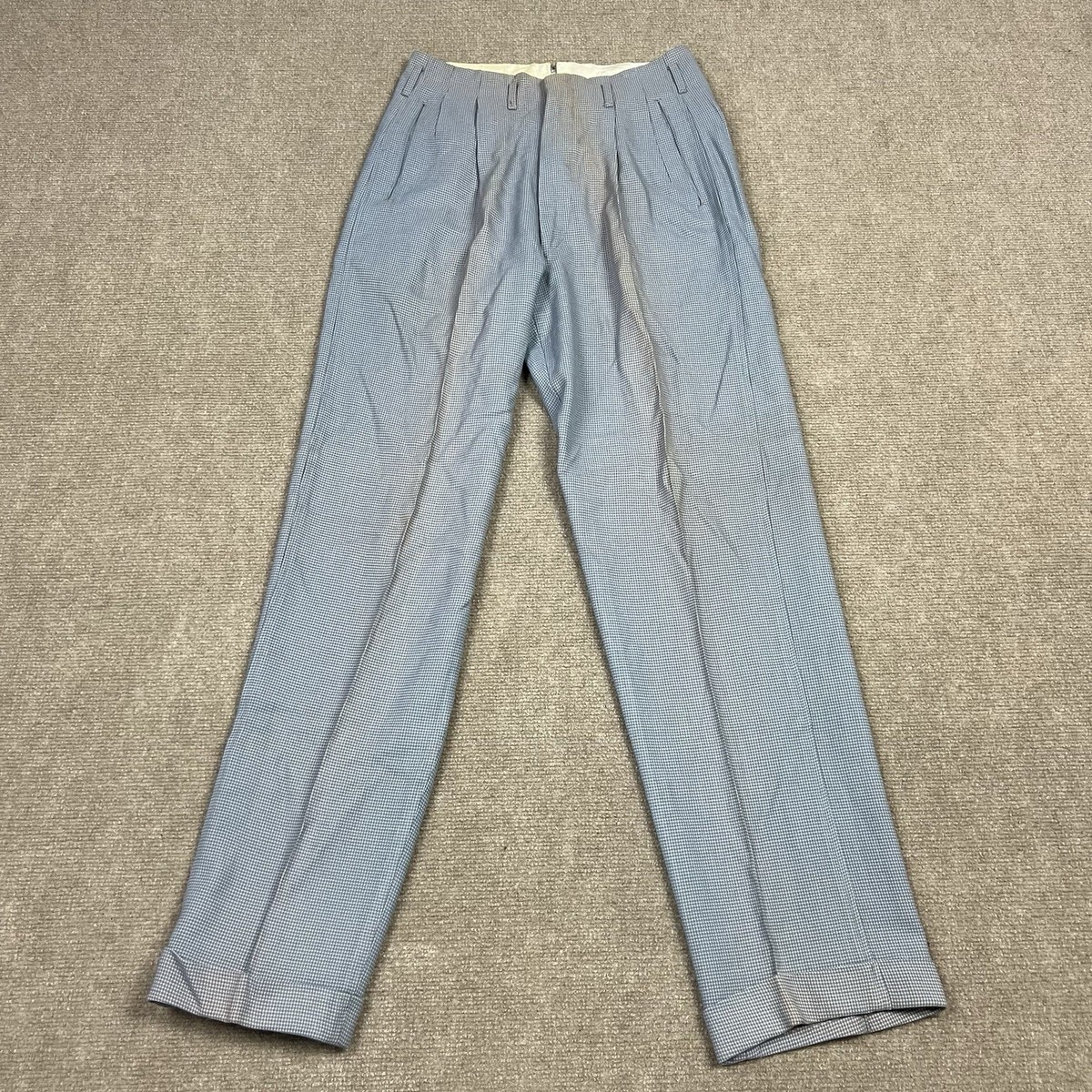パンツ 50s rayon gabardine slacks charcoal Vintage 50s Checkered Gabardine Rayon Drop Loop Slacks Pants 29x32