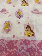 Disney Shimmering Beauty Cinderella Belle Snowwhite Full Flat Sheet