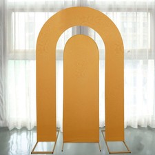 2 GOLD Fitted Spandex Open Arch Double Sided Backdrop STAND COVERS Party Event