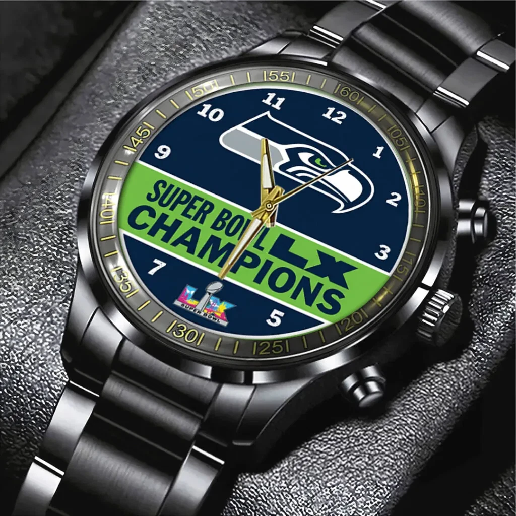 Seahawks Black Stainless Steel Watch