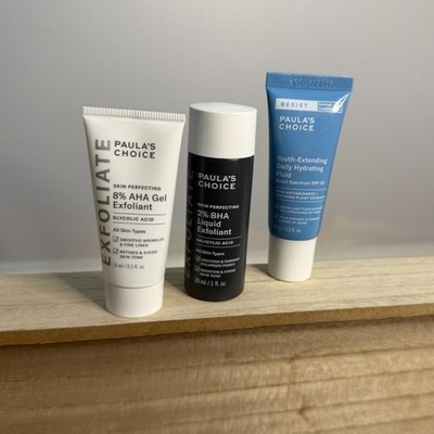 Paula's Choice Minis SKIN PERFECT 8% AHA Gel 2% BHA Liquid RESIST SPF 50 NEW/NWT