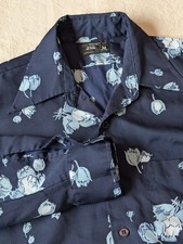 JCpenney Vintage 70s Blue Floral Disco Club Button Up PolyBlend Medium