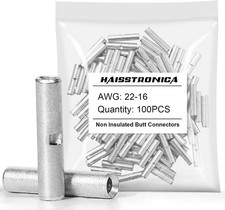 Non Insulated Butt Connectors 100pcs Tinned Copper Wire Connec Size: 22-16 AWG