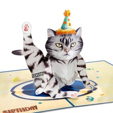 POPWOW Funny Cat Birthday Pop Up Card, Happy 5x7",