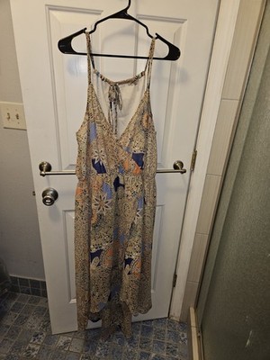 Miss Me brand spaghetti strap dress blue and orange mosaic pattern Size L