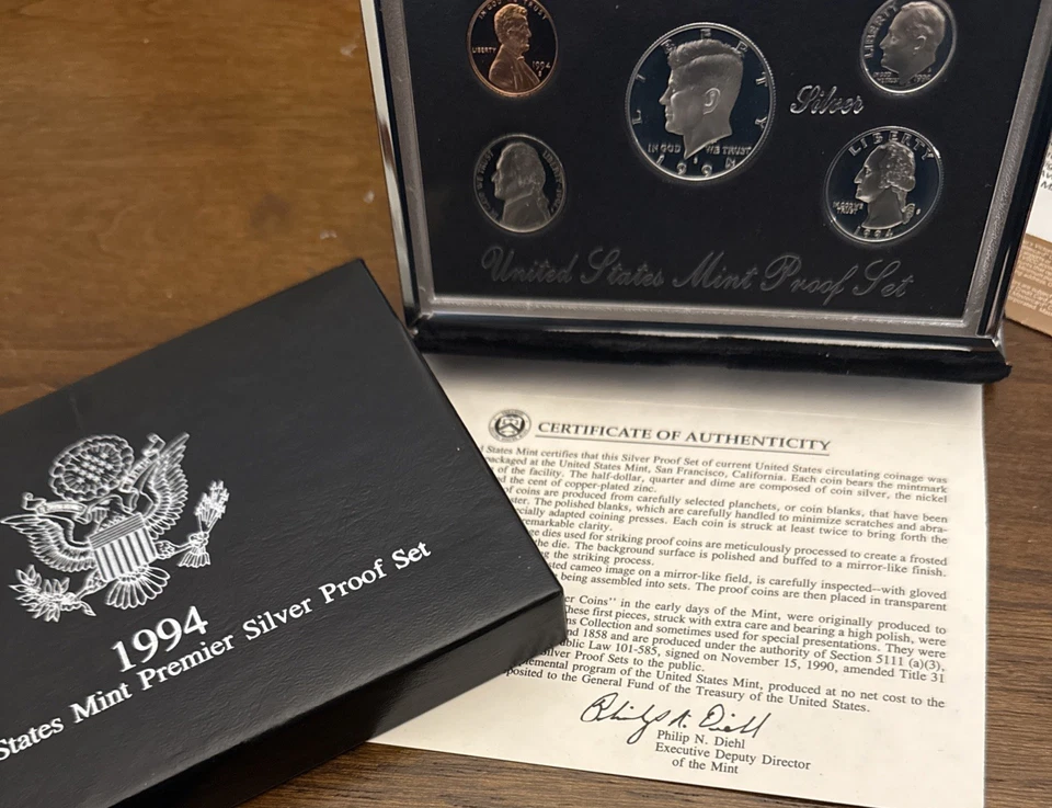 1994-s Premier SILVER Proof Set. Coins in Mint Made Custom Display Box - Image 2 of 4