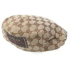 GUCCI GG Canvas Flat Cap Beige 696856 4HAOB Used b45664cef39439069d21d6b2c7b1548