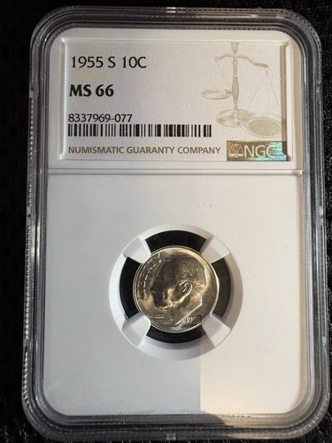 1955-S Roosevelt Dime - NGC MS66
