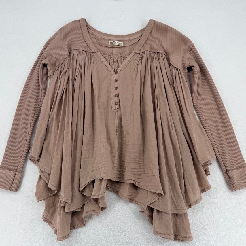 We The Free Lyrical Tunic Top Taupe XS Boho