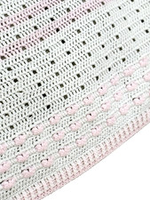 HANDMADE CROCHET BABY Pink / White BLANKET 60x40 HEARTS BLANKET