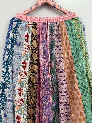 Bohemian Cotton Skirt, Handmade Block Print, Patchwork Details, Festival Skirt,