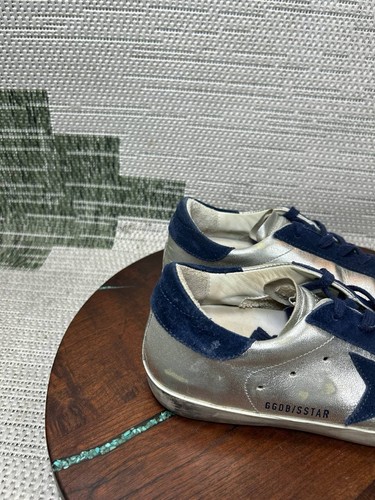 Golden Goose Shoes Womens Size 37 Eu 6.5 Us Metallic Silver Leather Sneaker - Picture 3 of 11