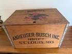 Vintage Budweiser Beer Wooden Crate Box W/ Bottle Cap Checkers Under Lid