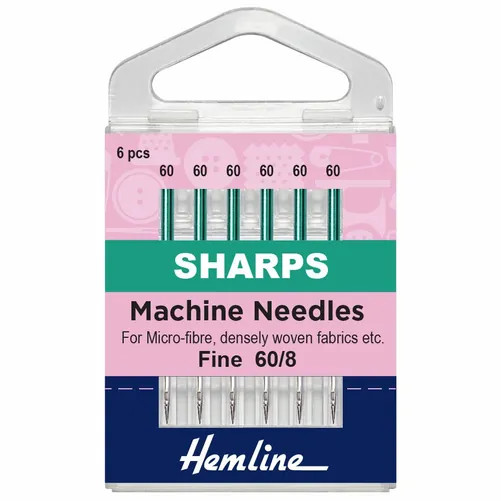 Hemline Sharps Sewing Machine Needles - Extra Fine 60/8 (6 Pieces) - 5 Packs