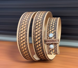 Ceinture d'homme fabriquée à la main Cuir véritable plein grain sans boucle
