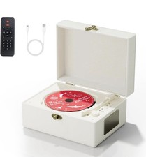 Rechargeable CD Player with Bluetooth Speakers Home Decor Gift - White