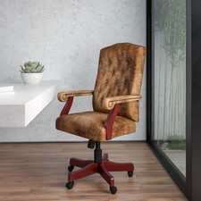 Bomber Brown Classic Executive Swivel Office Chair with Arms