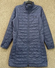 Patagonia Nano Puff Parka Jacket Womens Medium Blue Quilted Long Primaloft 26870