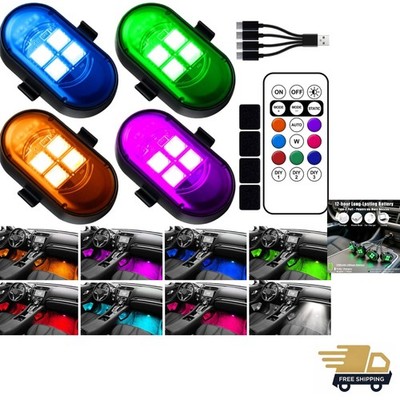 Wireless Car LED Lights 8 Colors Brightness Adjustable Waterproof Interior Decor