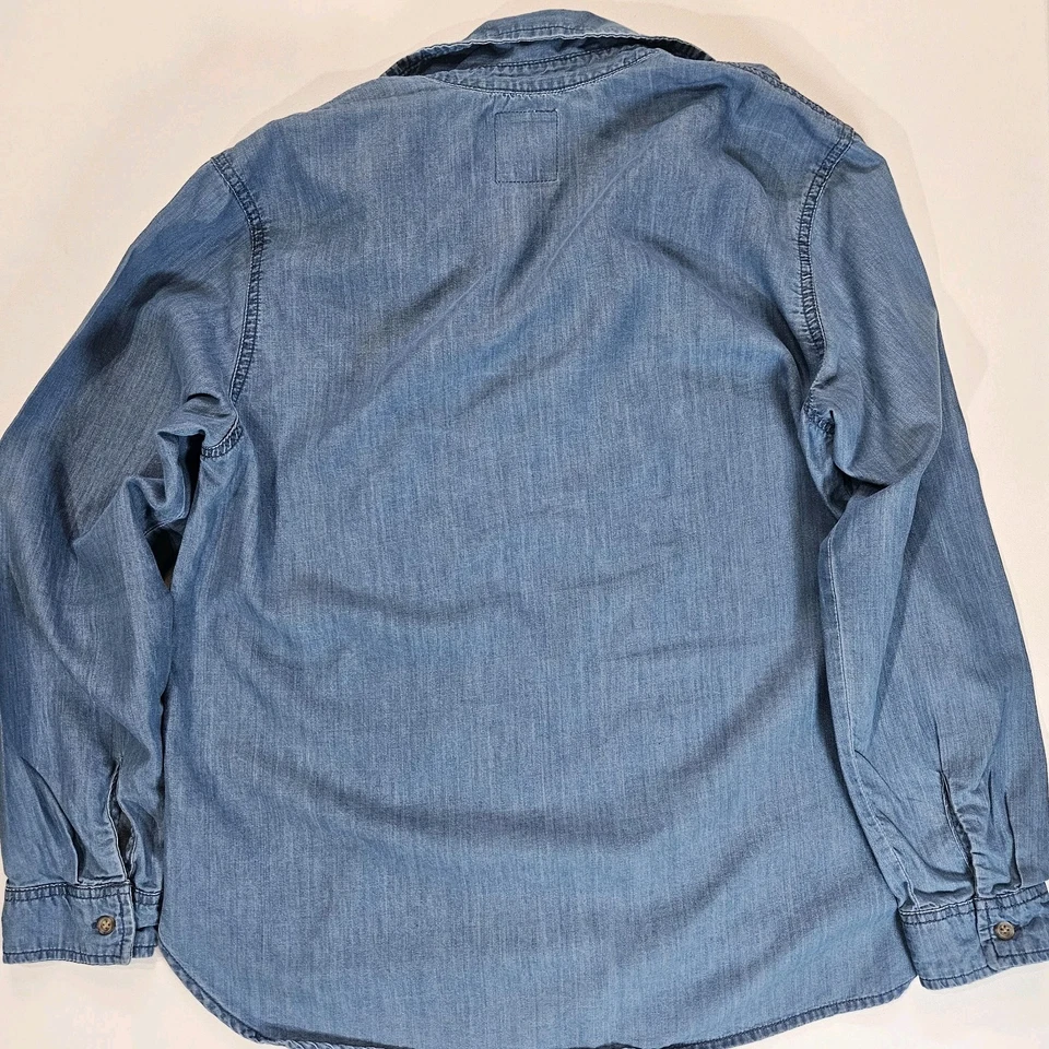 C&C California Denim Popover Top Size Medium Blue Casual V-neck Pocketed Western - Image 2 of 4