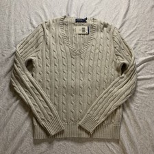 Lady's Large NWT Polo Ralph Lauren Cable Knit Gray Sweater All Cotton