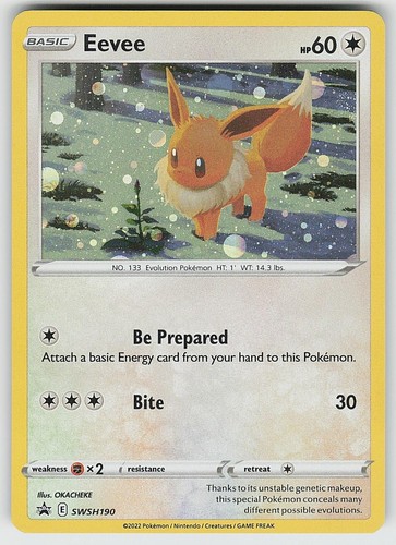 Eevee SWSH190 Holo Promo Sword & Shield Promo Pokemon NM
