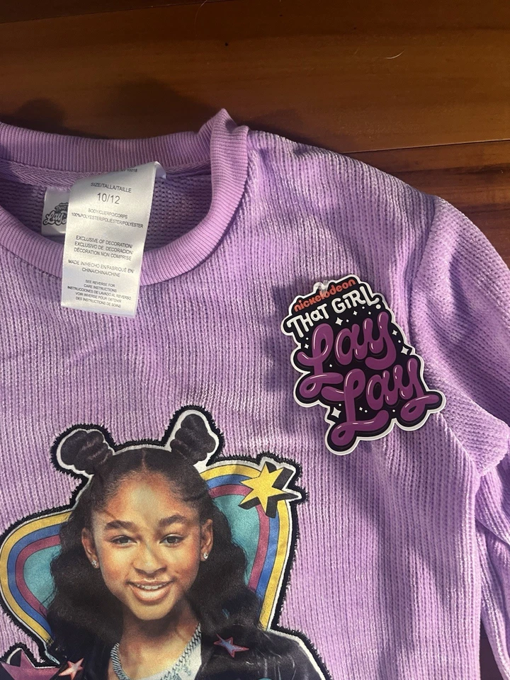 that girl lay lay sleep shirt purple Size Kids 10/12 NWT - Image 4 of 4