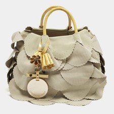 Borsa in nylon beige con applicazioni smerlate Emporio Armani