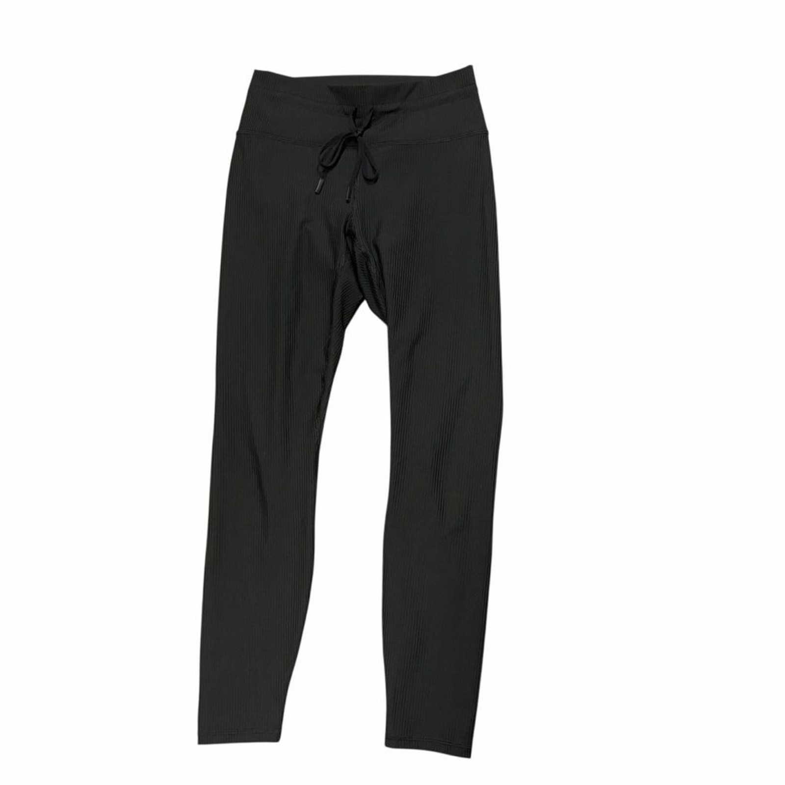 Fabletics Black Ribbed High Rise Drawstring Leggi… - image 1