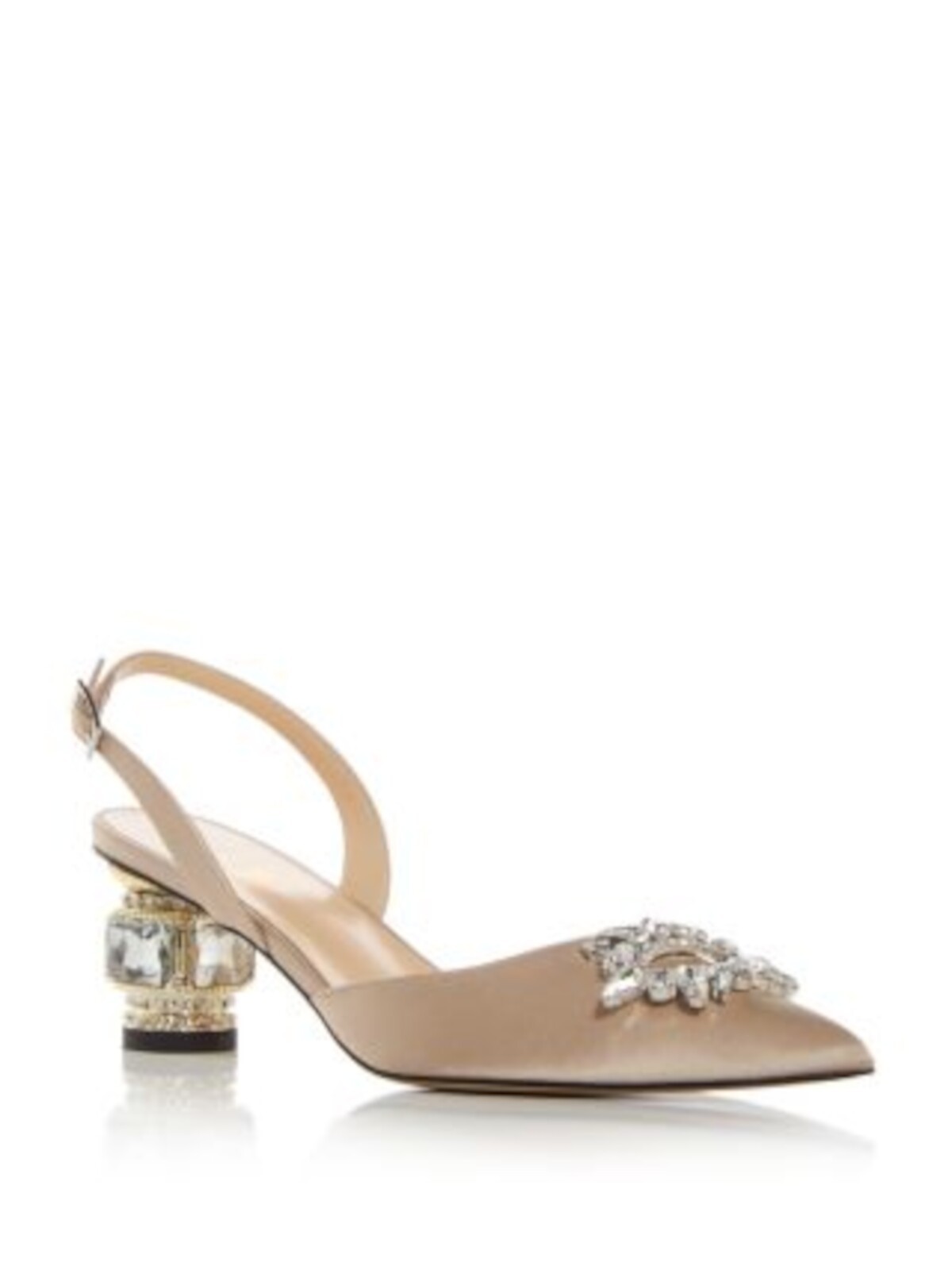 NALEBE Womens Beige Heel Aurum Pointed Toe Sculpted Heel Slingback 39