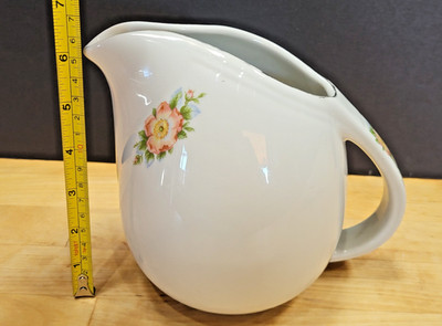Vintage Hall's Mid Century Modern Rose White MEDIUM Pitcher #658