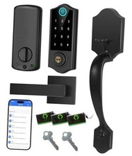 Fingerprint Smart Door Lock for Front Door with Handle Set, App Control, Black