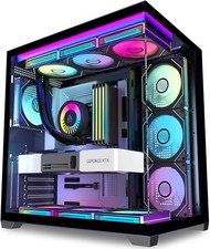 KEDIERS PC Gehäuse- vorinstalliert 9 ARGB-Lüfter, ATX Mid Tower Gaming Gehäuse