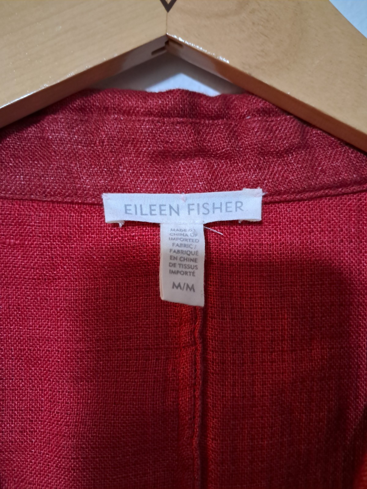 Eileen Fisher 100% Organic Linen Relaxed Delave Brick Red Jacket Blazer Sz. M 
