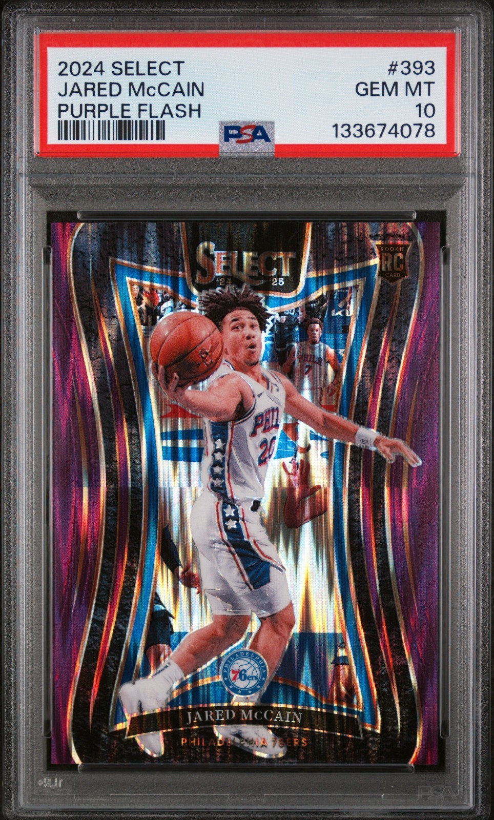 Jared Mccain 2024 Select Rookie Purple Flash 175/249 PSA 10 #393 RC