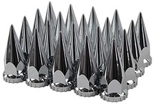 ABS Chrome Plastic 33mm Thread-on Spiked Lug Nut Covers for Semi Pack of 20