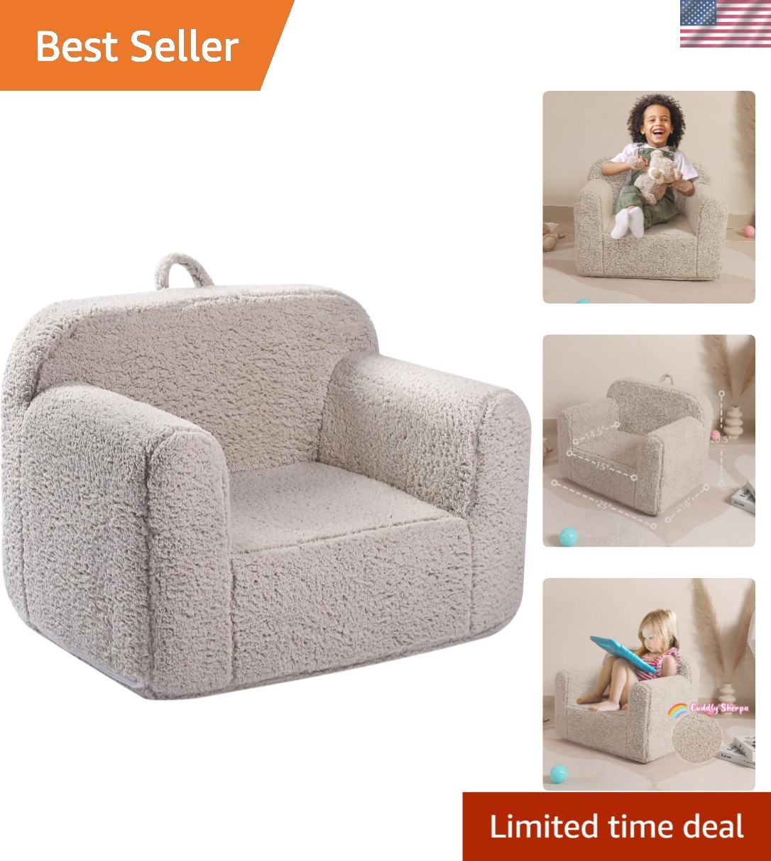 Snuggly Soft Sherpa Foam Toddler Sofa For Boys And Girls