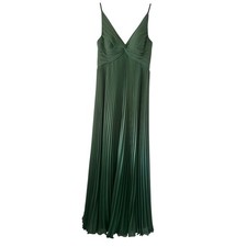 Azazie Green Pleated Sleeveless Bridesmaid Dress A0 100% Polyester Formal Gown
