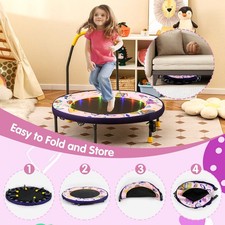 Indoor Outdoor Folding Small Rebounder Kids 90cm Mini Trampoline Pink