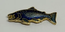 Blue Sockeye Salmon Fish Fisherman Fishing Eagle River Designs Lapel Pin (P167)