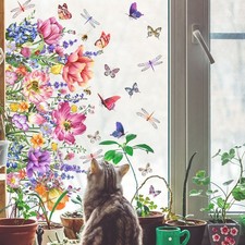 Colorful Floral Window Clings Reusable Remov Window Stickers for Home office
