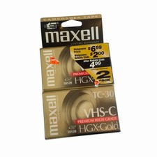 Maxwell TC-30 VHS-C Premium High Grade HGX-Gold Camcorder Video Cassette 2 Tapes