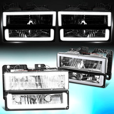 For 1988-2000 Chevy Gmc Ck 1500-3500 Suburban Square-led Drl Headlights Chrome